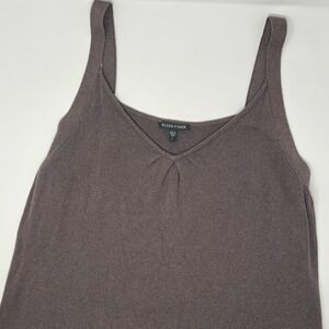 Eileen Fisher Knit V Neck Tank Top Cotton Silk Blend‎ Brown Size Large